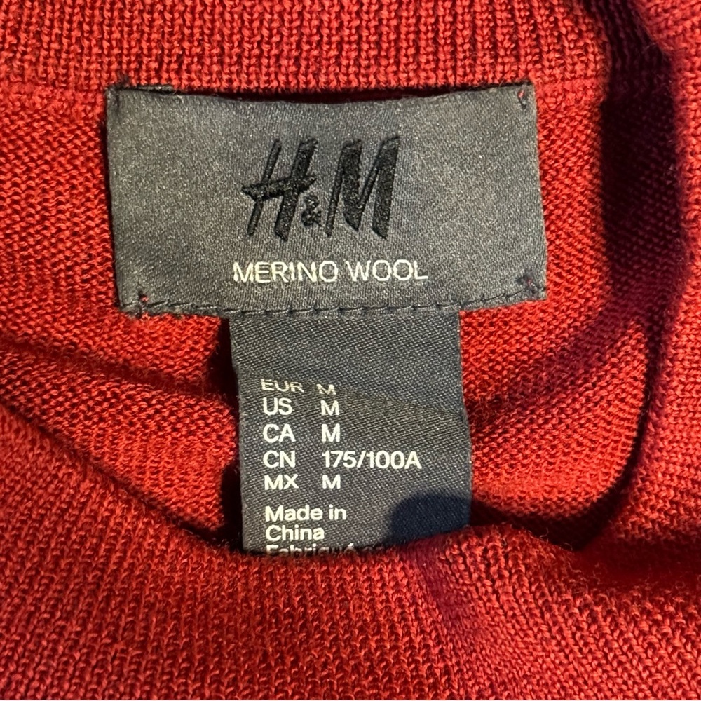 H&M dark red merino wool mockneck sweater - Picture 4 of 5